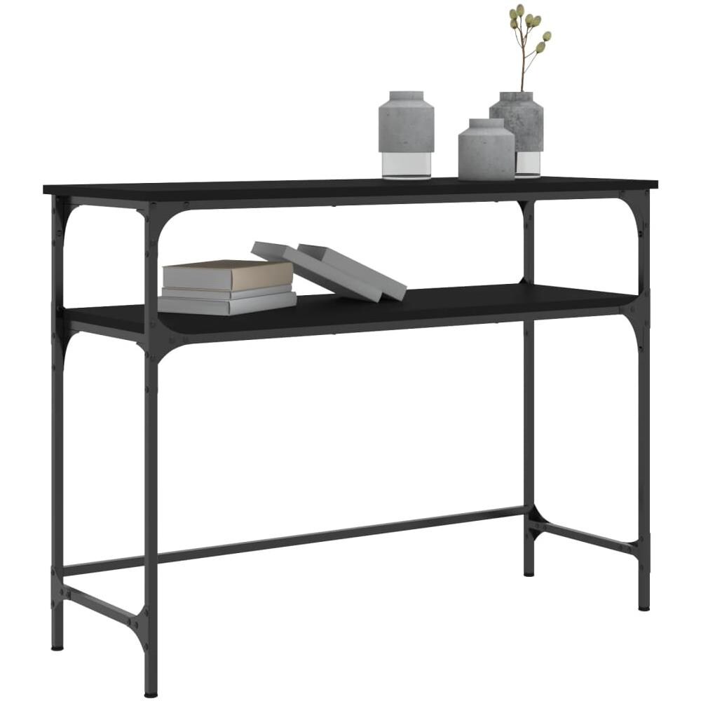 Tavolino Consolle Nero 100x35,5x75 Cm In Legno Multistrato - Foto 3