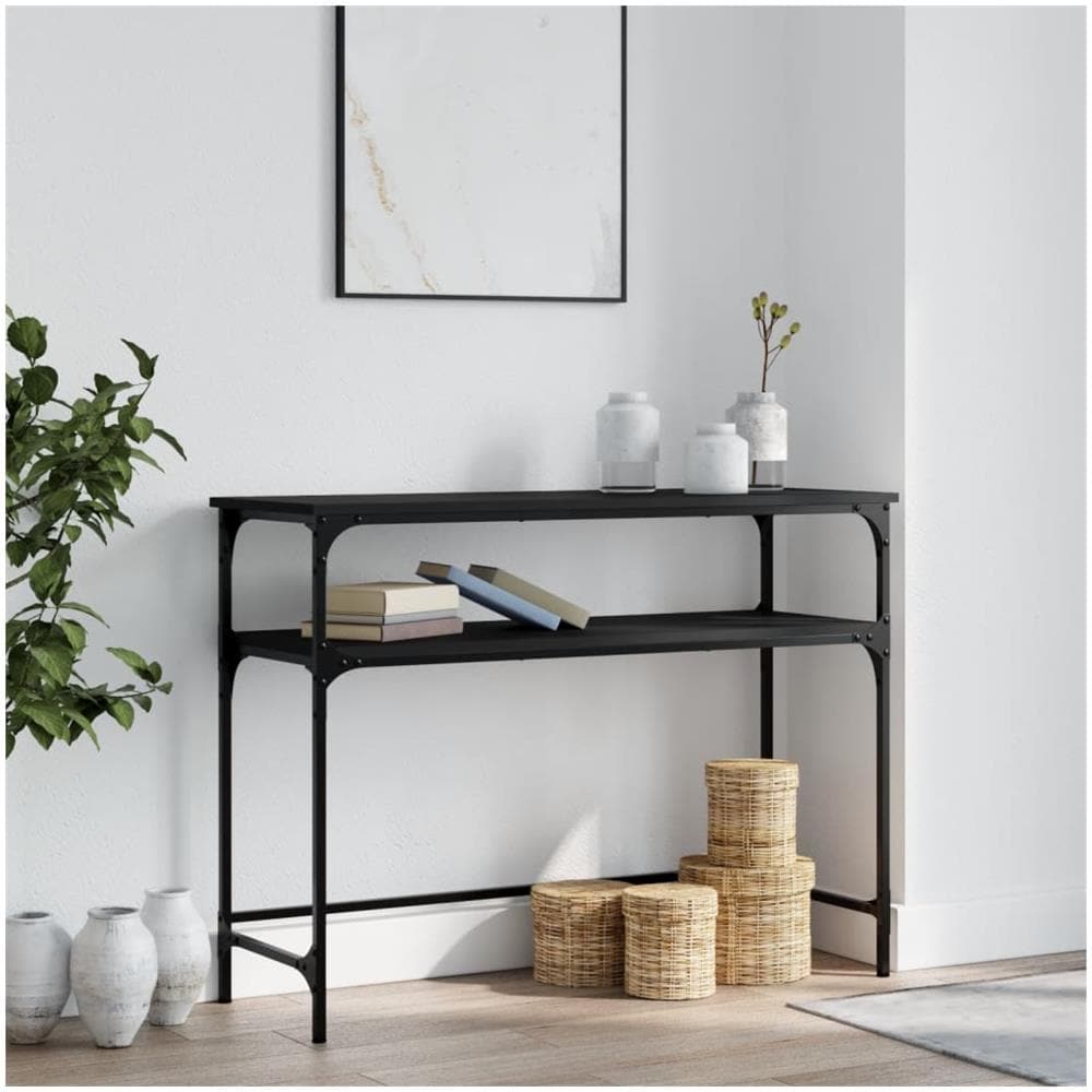 Tavolino Consolle Nero 100x35,5x75 Cm In Legno Multistrato - Foto 1