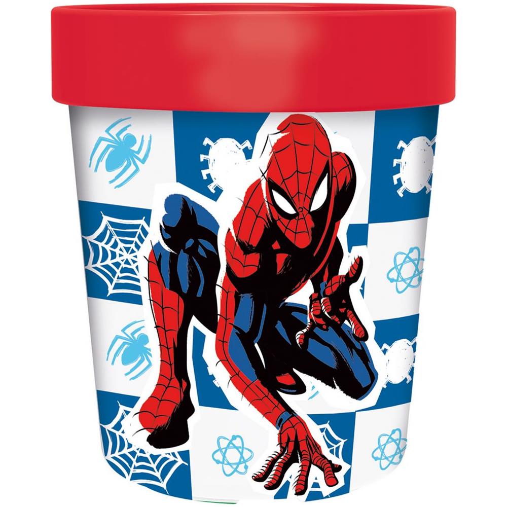 Bicchiere Rosso Per Bambini In Plastica Spiderman Uomo Ragno 260 Ml Con Base Antiscivolo - Foto 1