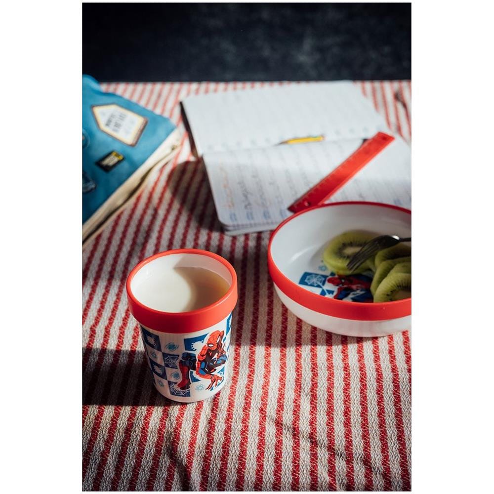 Bicchiere Rosso Per Bambini In Plastica Spiderman Uomo Ragno 260 Ml Con Base Antiscivolo - Foto 2