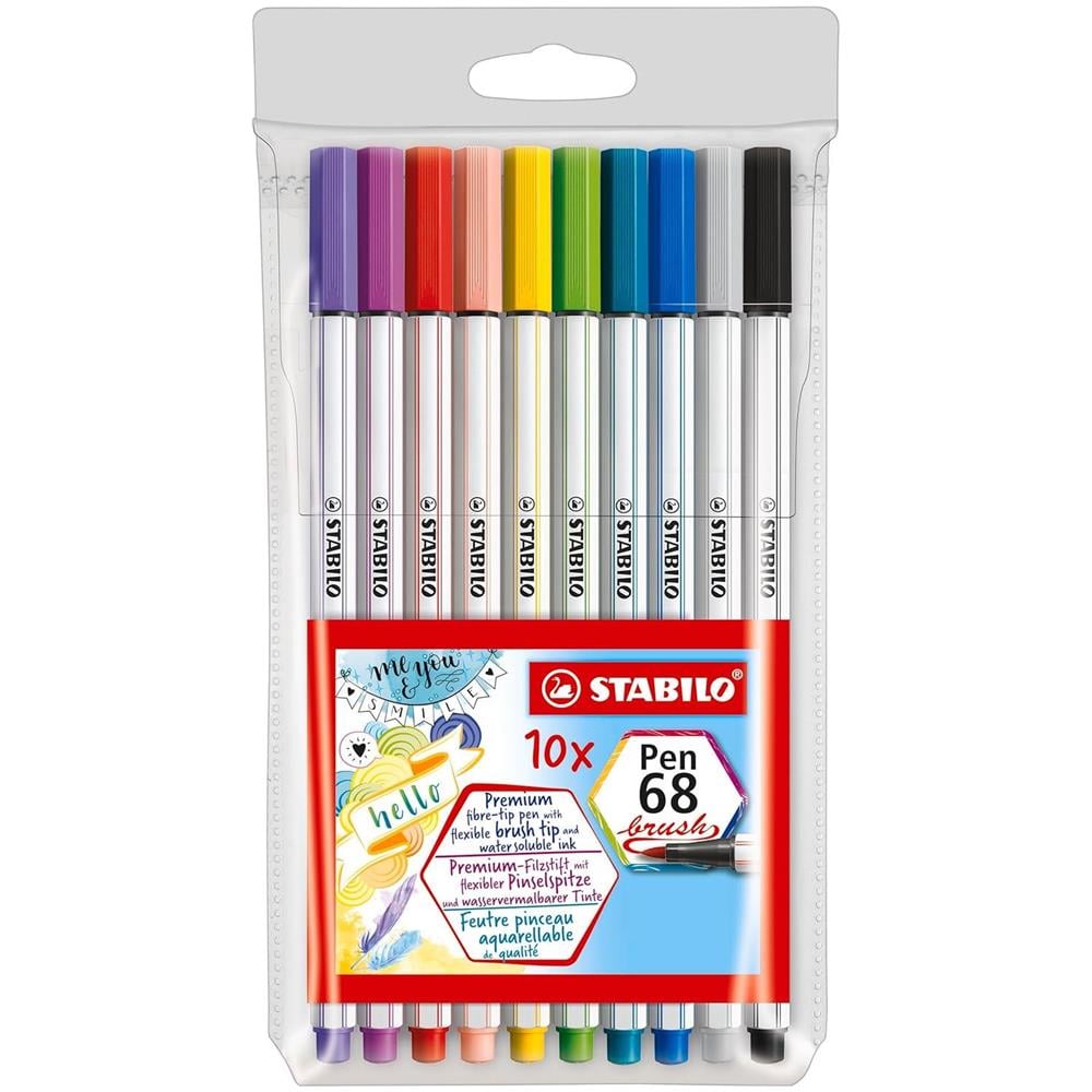 Pen 68 brush - Pennarello Premium con punta a pennello - Astuccio da 10 - con 10 colori assortiti - Foto 1