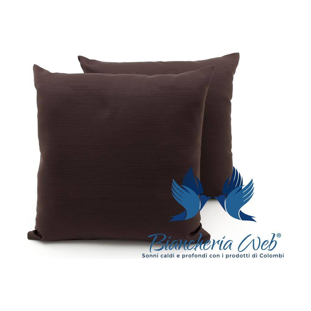 Coppia Cuscini Arredo Imbottiti Tessuto Ottoman In Tinta Unita Colore Marrone 26 60x60 Marrone 26 - Foto 1