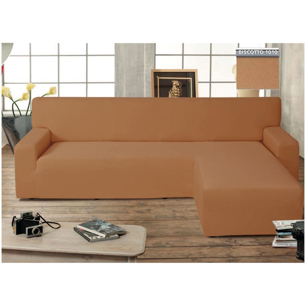 Copridivano Genius Con Penisola Chaise Longue Modello Swing Colore Biscotto Destra Biscotto - Foto 1