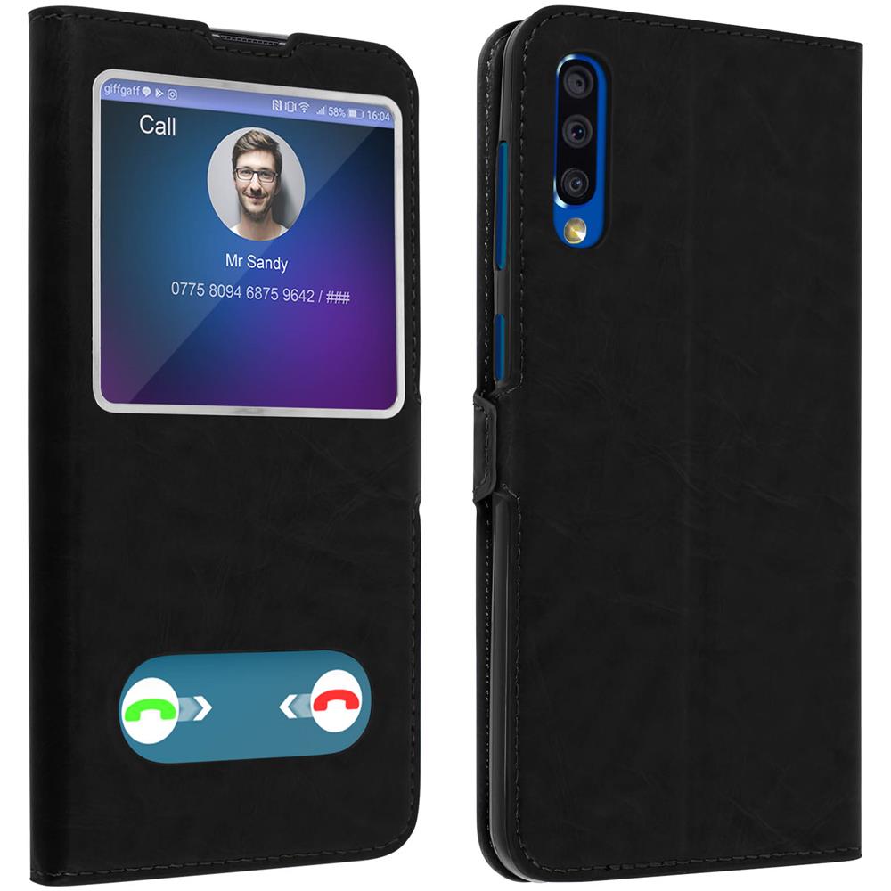Custodia Samsung Galaxy A50 Sportellino 2x Finestre Cover Silicone - Nero - Foto 1
