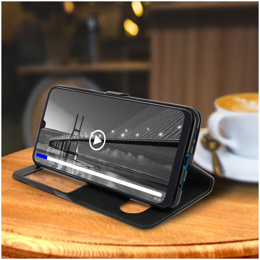 Custodia Samsung Galaxy A50 Sportellino 2x Finestre Cover Silicone - Nero - Foto 2