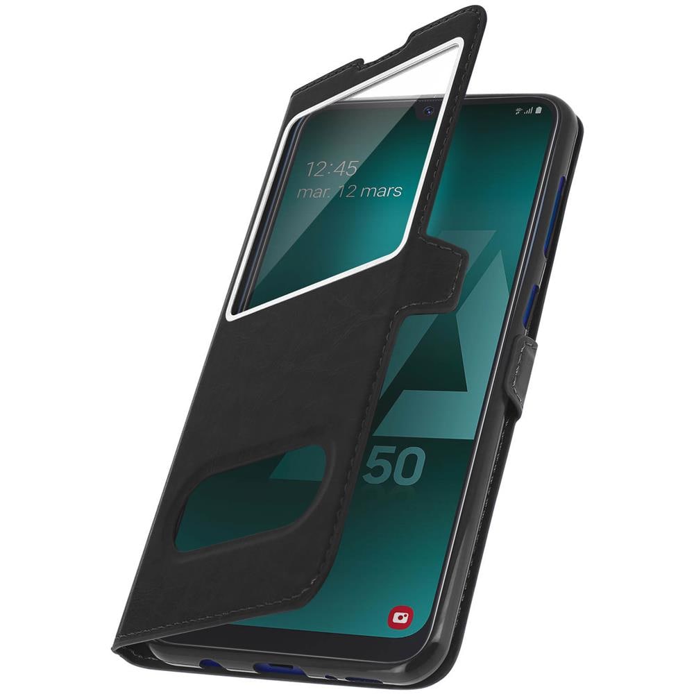 Custodia Samsung Galaxy A50 Sportellino 2x Finestre Cover Silicone - Nero - Foto 5