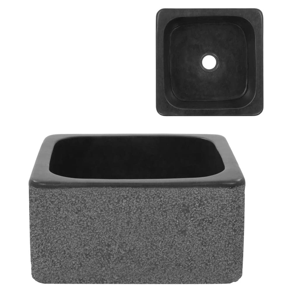 Lavandino 30x30x15 Cm In Pietra Di Fiume Nero - Foto 1