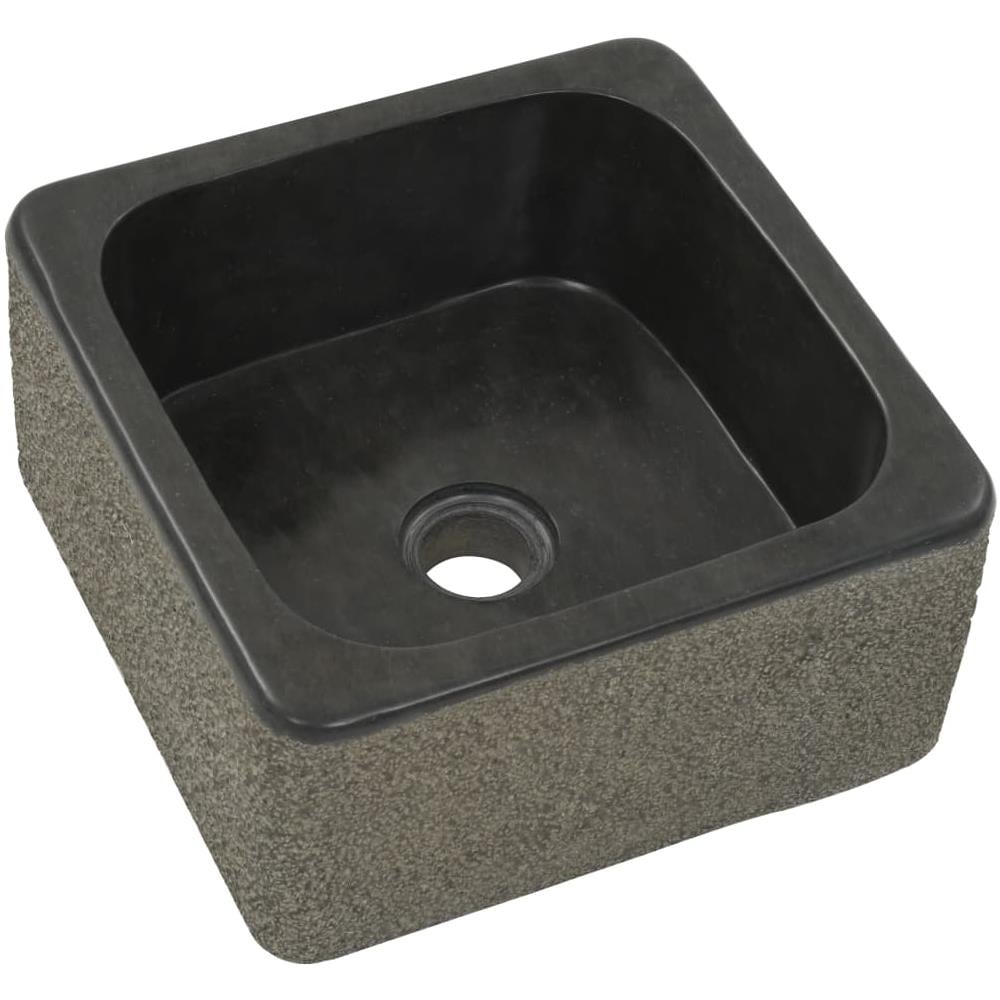 Lavandino 30x30x15 Cm In Pietra Di Fiume Nero - Foto 2