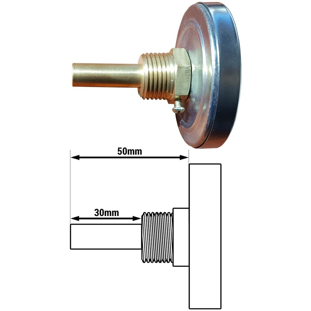 63mm 0120c Acqua Temperatura Valutare 12 Entrata Posteriore Termometro - Foto 2