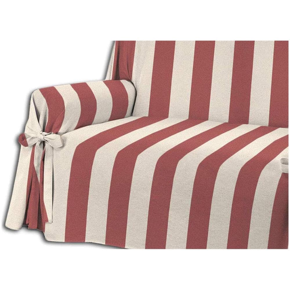 Copridivano Fodera Telo Protezione Divano Con Laccetti Fiocco Riga Larga Bordeaux 2 Posti Bordeaux - Foto 2