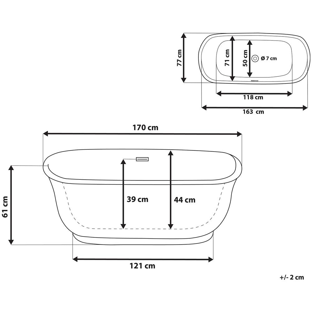 Vasca Da Bagno Freestanding Nera Ovale 170 Cm Tesoro - Foto 2