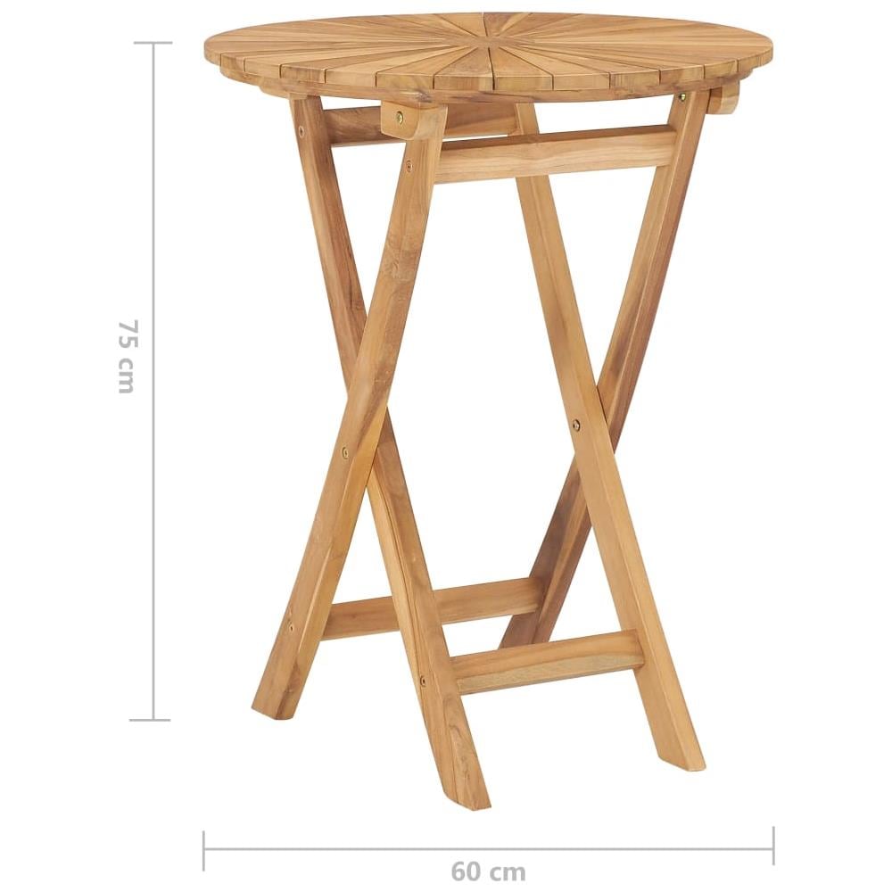 Tavolo Da Giardino Pieghevole Ø 60 Cm Legno Massello Di Teak - Foto 7