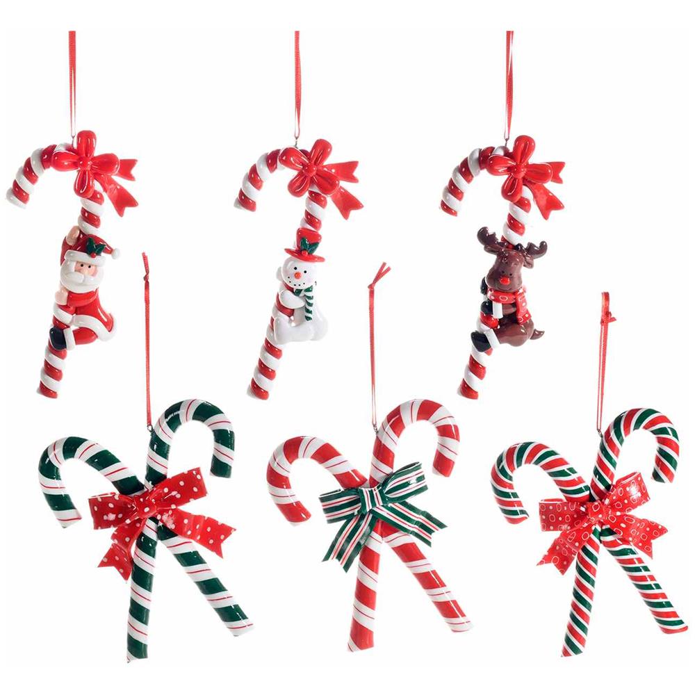 Bastoncini Natalizi In Resina Lucida Da Appendere Set 12 Decorazioni Per Albero Di Natale - Foto 1