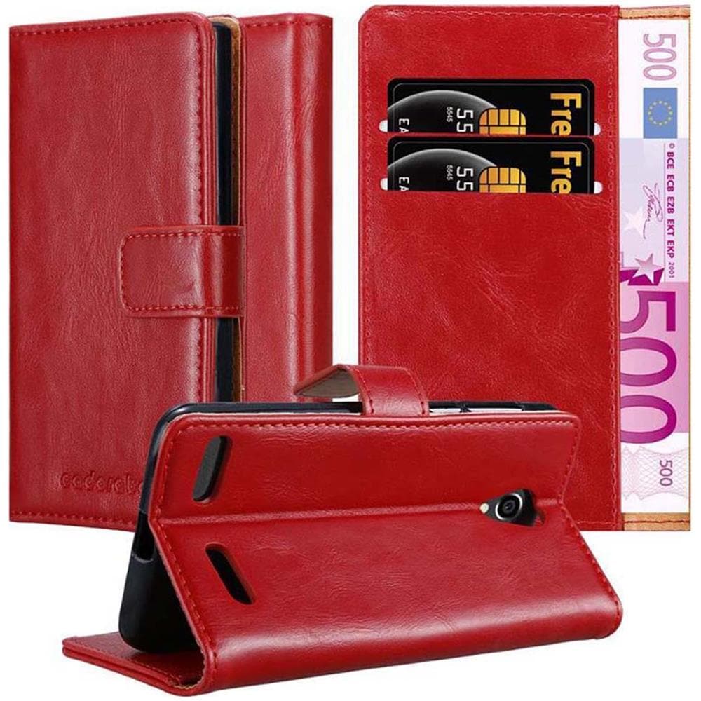 Custodia Compatibile Con Zte Blade L7 In Rosso Vinaccia - Coperchio Protettiva Con Chiusura Magnetica, Funzione Stand E Tasca Per Le Carte - Foto 1