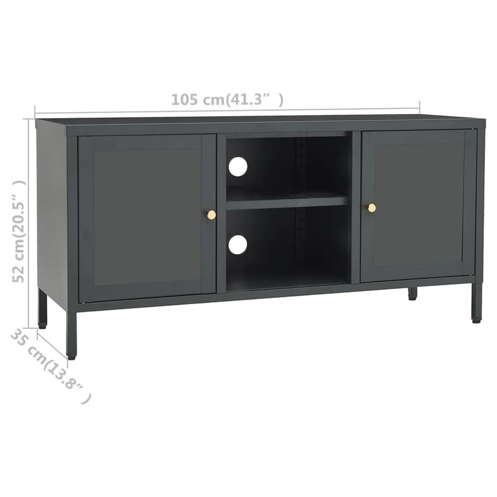 Mobile Tv Antracite 105x35x52 Cm In Acciaio E Vetro - Foto 2