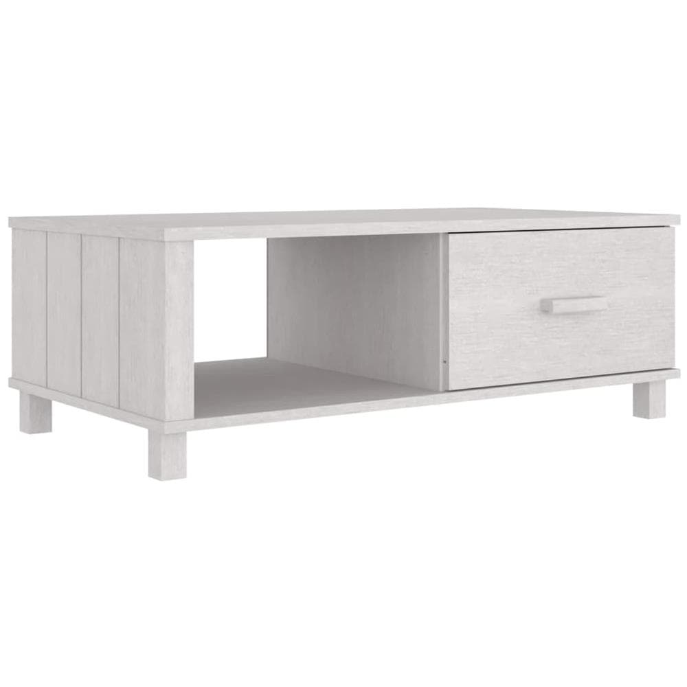 Tavolino Da Salotto Bianco 100x55x35 Cm Legno Massello Di Pino - Foto 2
