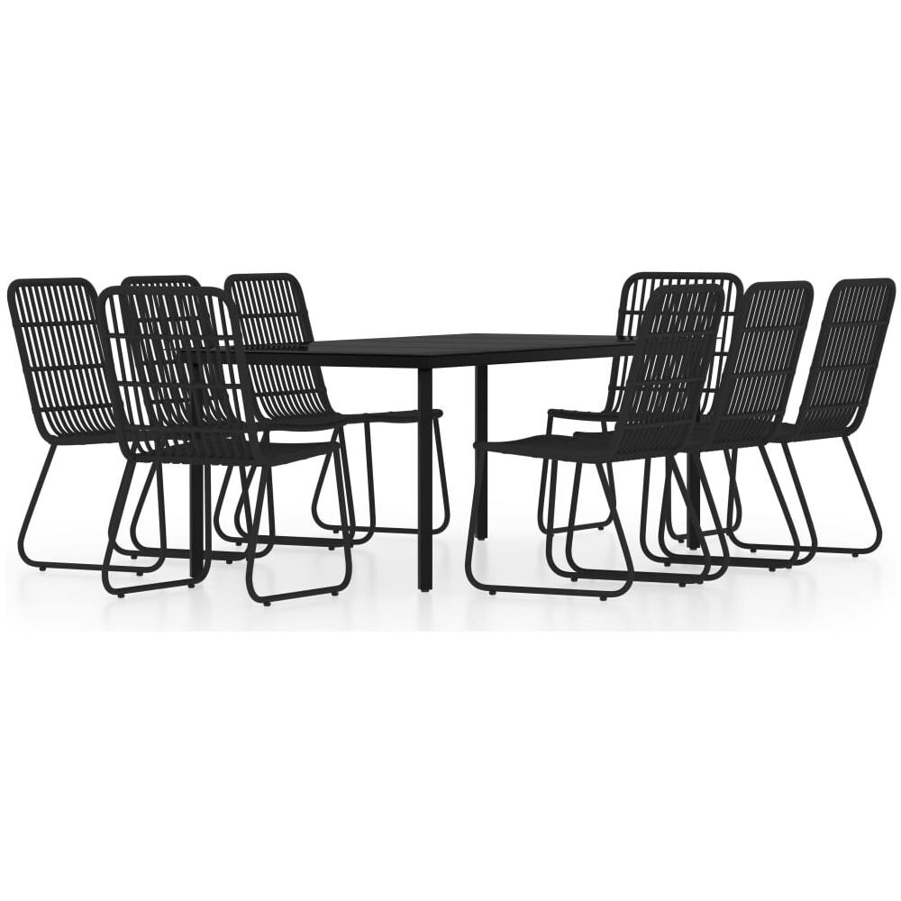 Set Da Pranzo Per Giardino 9 Pz Con Cuscini Nero - Foto 1