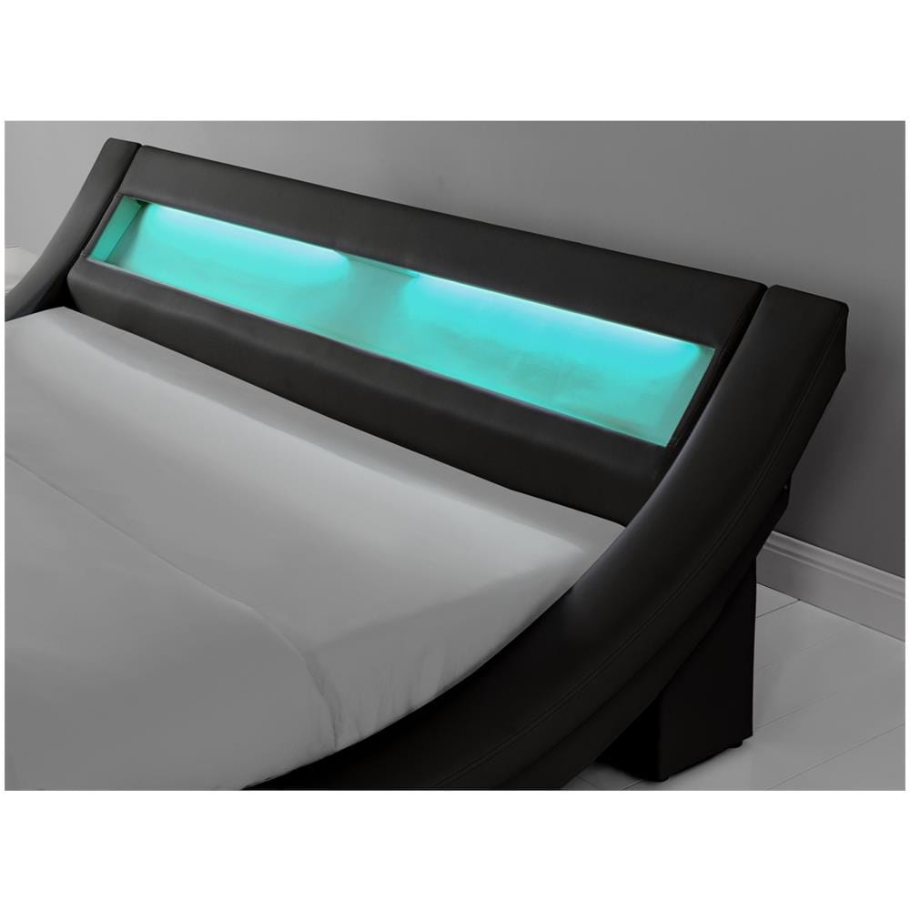 Paddington Struttura Letto In Similpelle Nera Con Led 140x190 Cm - Foto 2