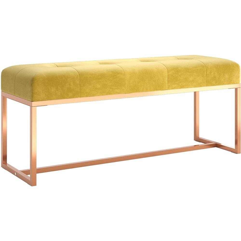 Panca Giallo Senape 110x36x45 cm in Velluto - Foto 2