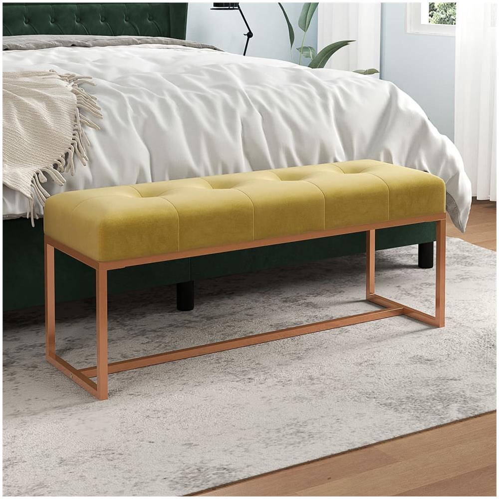 Panca Giallo Senape 110x36x45 cm in Velluto - Foto 1