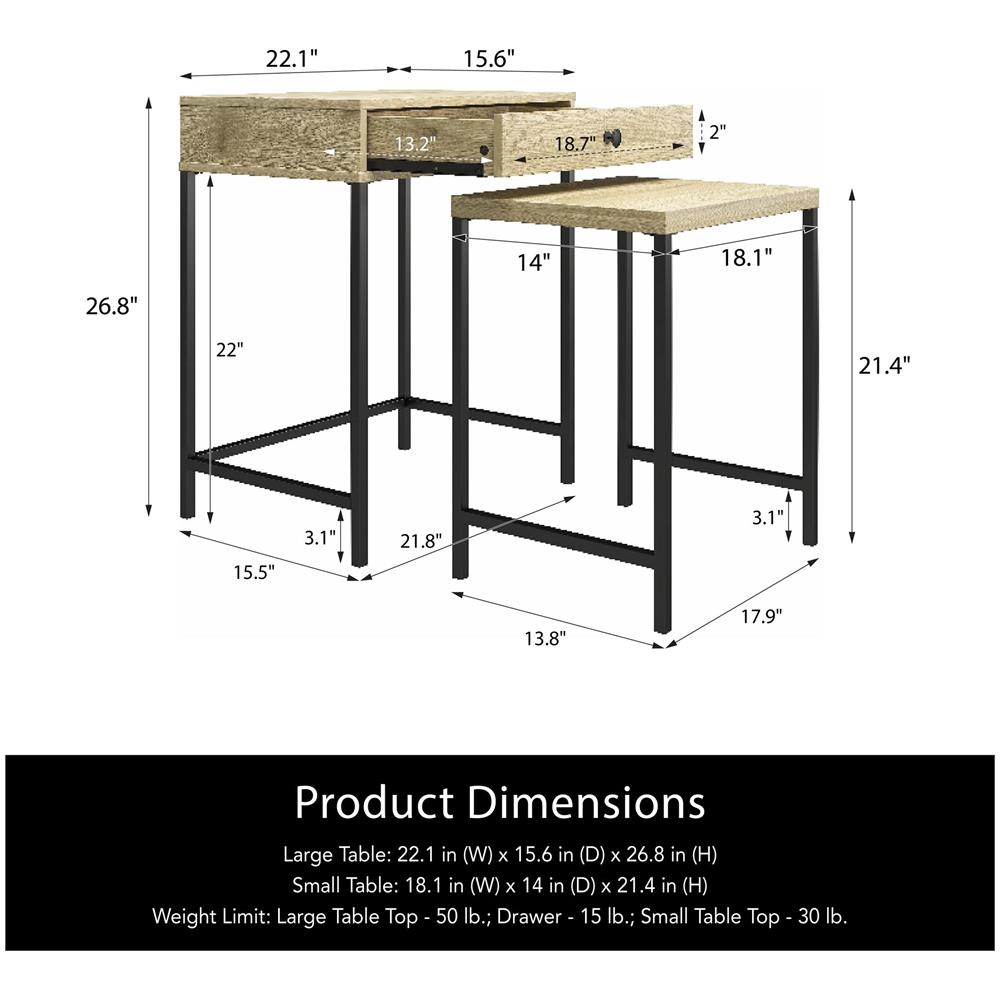 Tamlin Tavolini Accent Set Da 2 In Truciolare Laminato Nature - Foto 1