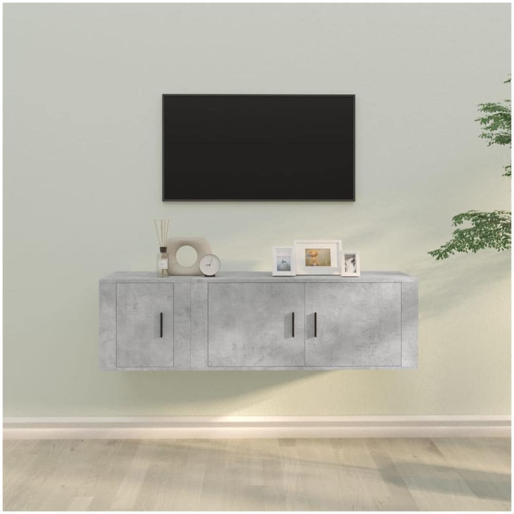 Set Di Mobili Porta Tv 2 Pz Grigio Cemento In Legno Multistrato - Foto 1