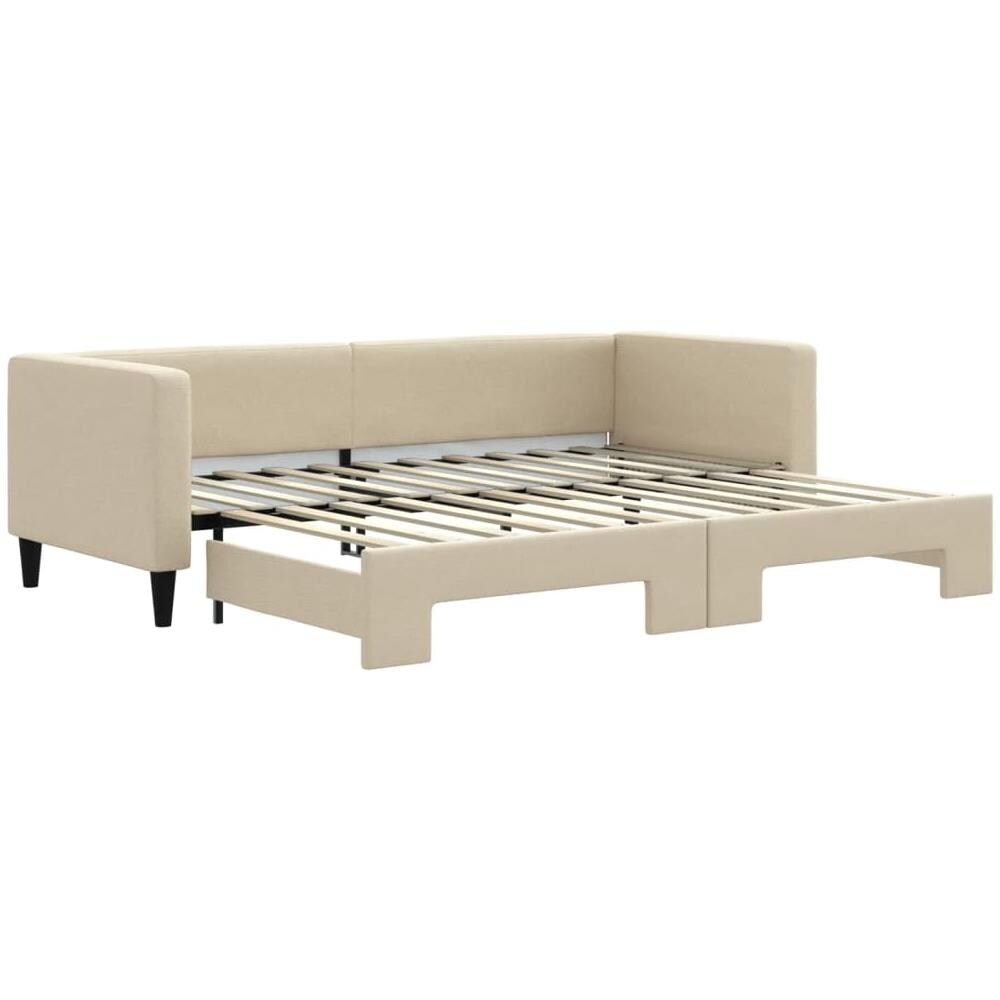 Divano Letto Con Letto Estraibile Crema 80x200 Cm Tessuto - Foto 2
