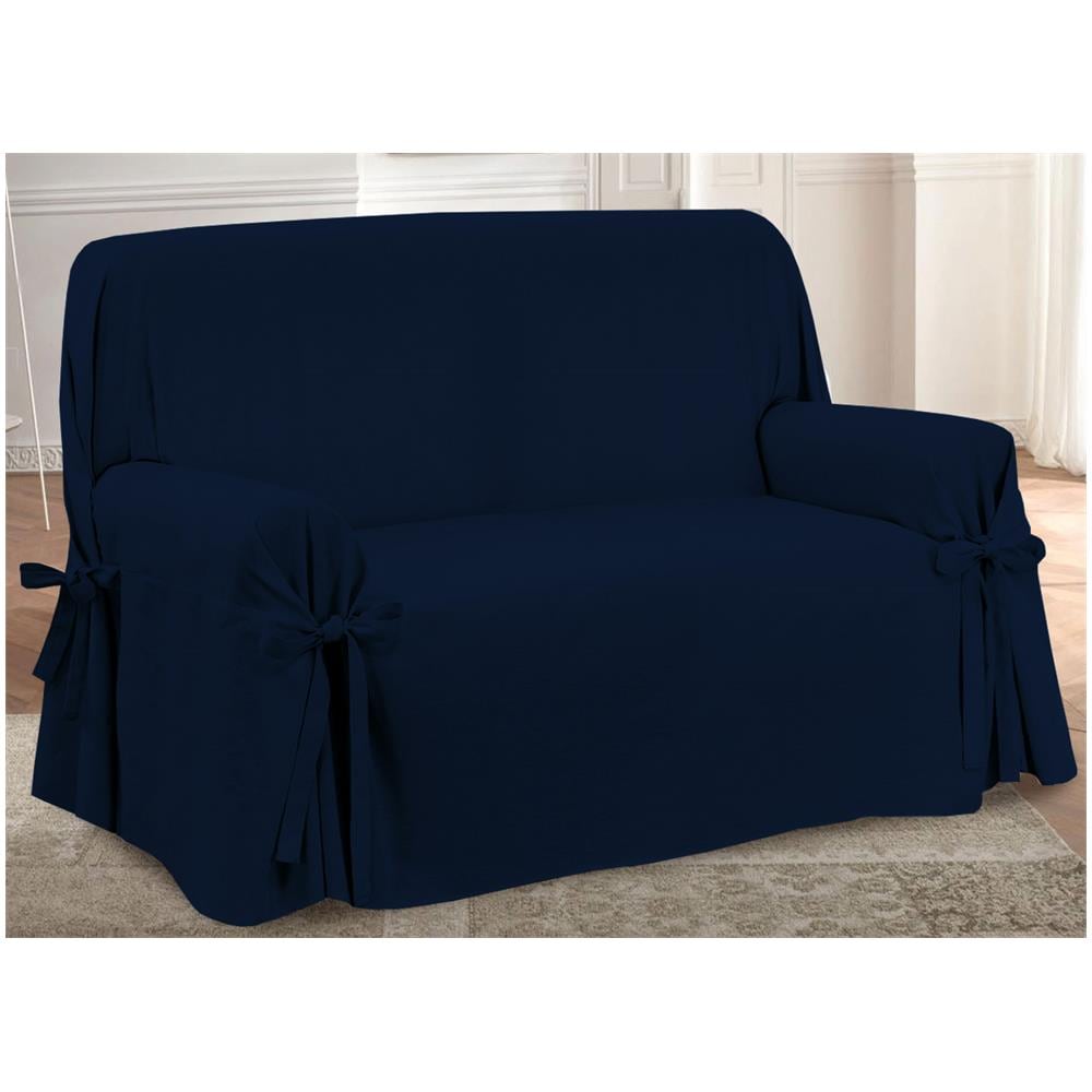 Copridivano Fodera Telo Protezione Divano Con Laccetti Fiocco Disegno Prezioso Blu 3 Posti Blu - Foto 1