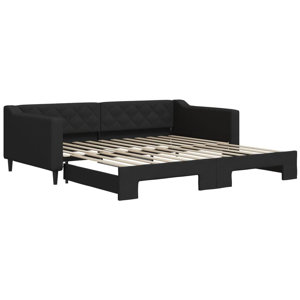 Divano Letto Con Letto Estraibile Nero 100x200 Cm In Tessuto - Foto 2