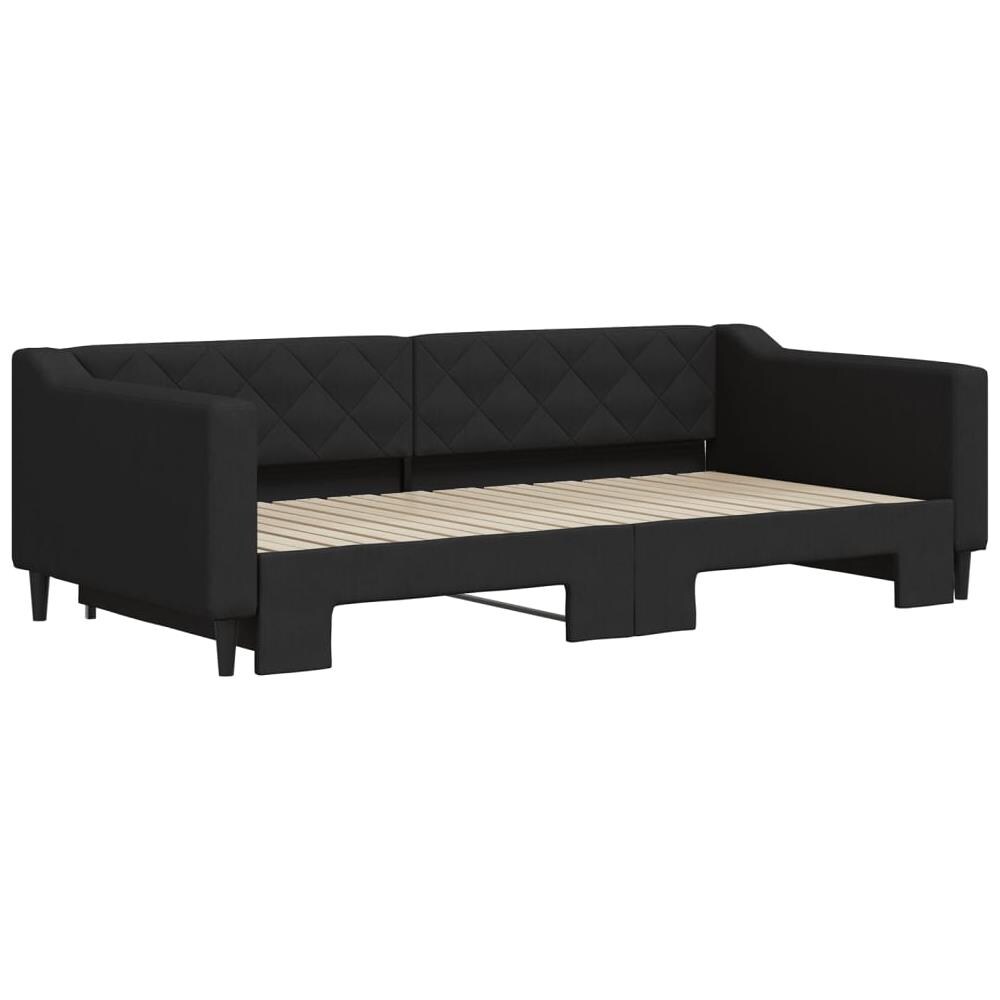 Divano Letto Con Letto Estraibile Nero 100x200 Cm In Tessuto - Foto 3