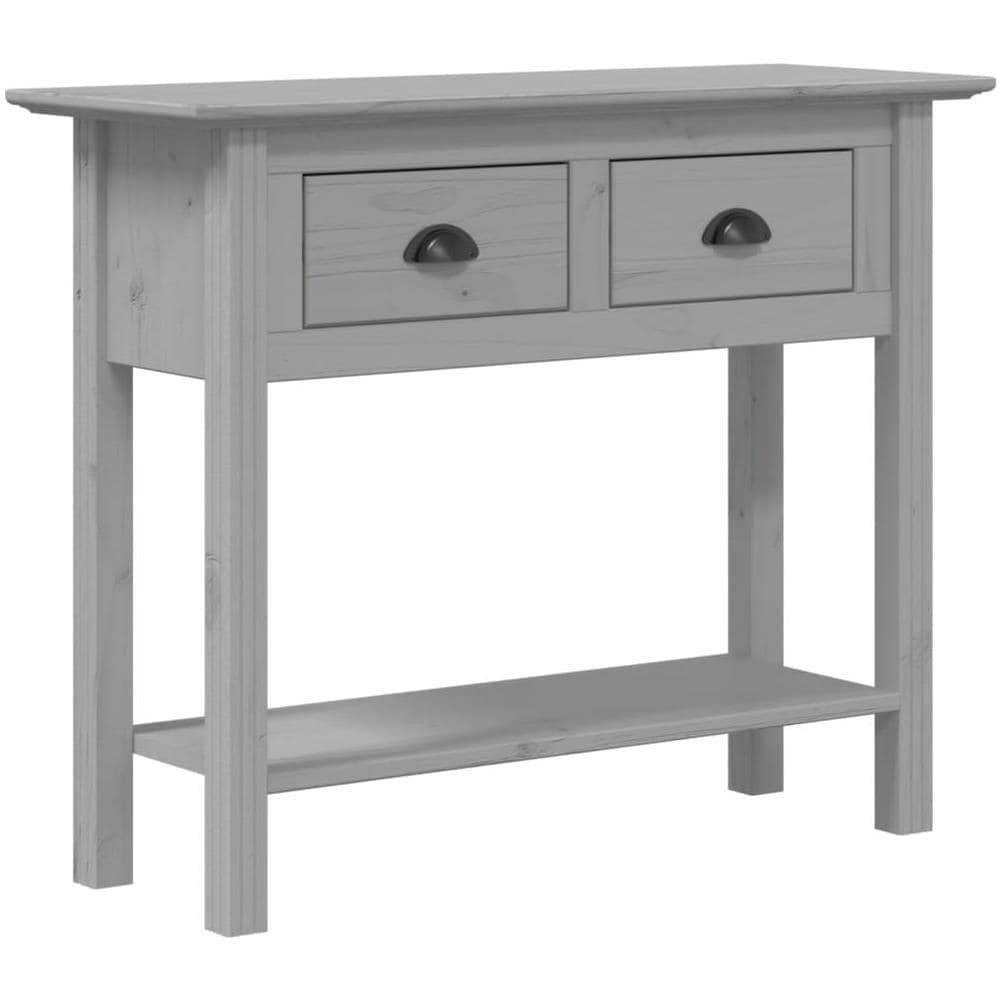Tavolo Consolle Bodo 90x34,5x73 Cm Legno Massello Pino Grigio - Foto 2