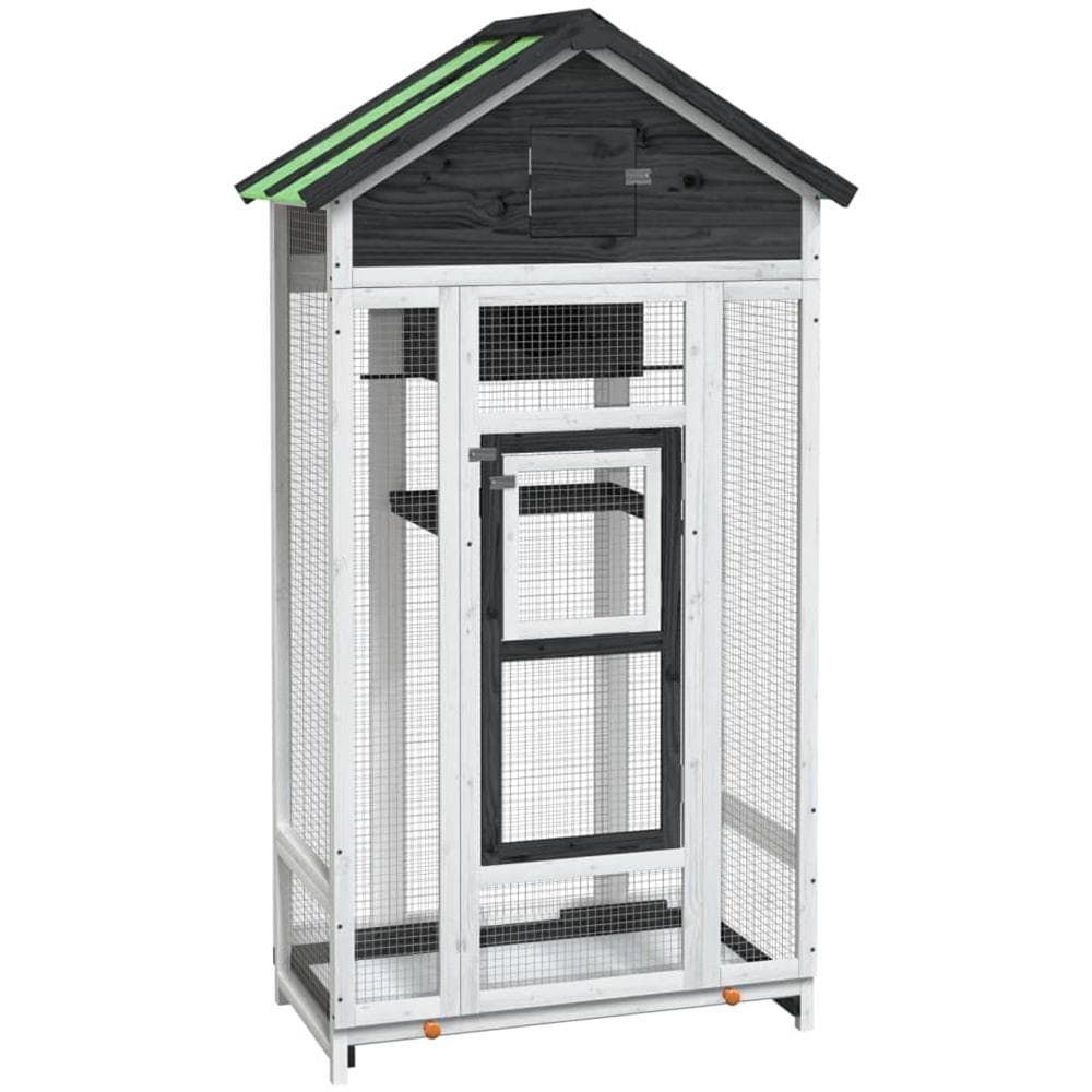 Casetta per Uccelli Grigia 91,5x53x170 cm Legno Massello Pino - Foto 2