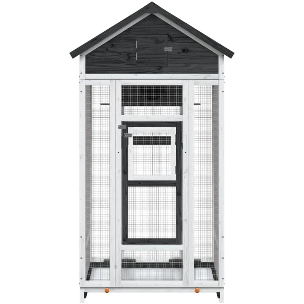 Casetta per Uccelli Grigia 91,5x53x170 cm Legno Massello Pino - Foto 3