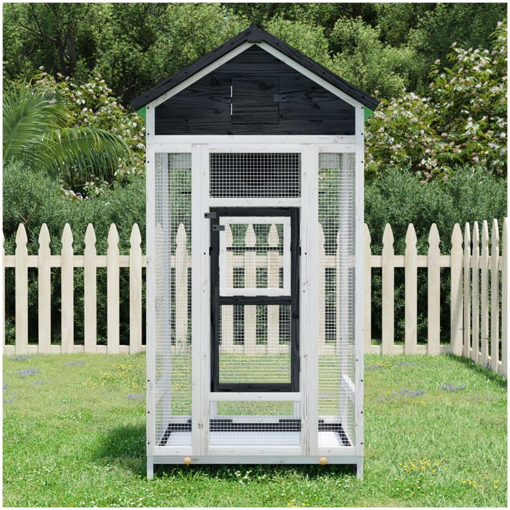 Casetta per Uccelli Grigia 91,5x53x170 cm Legno Massello Pino - Foto 1