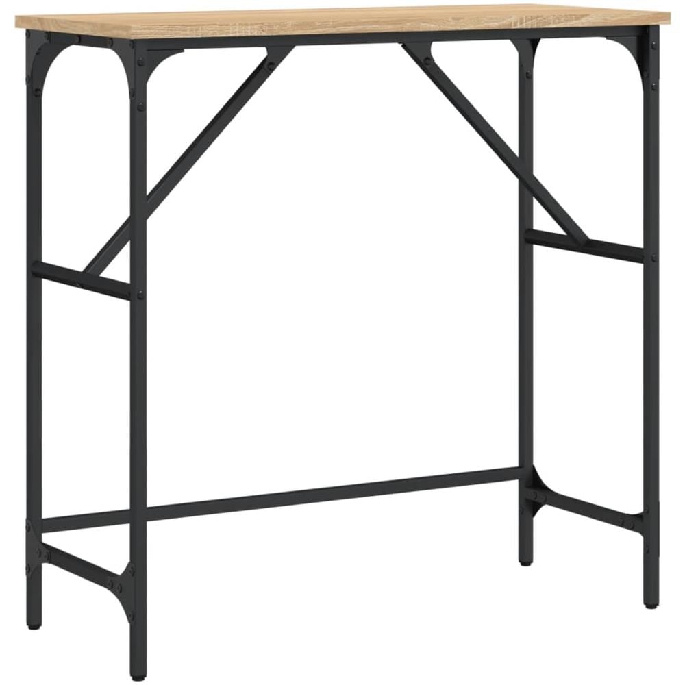Tavolino Consolle Rovere Sonoma 75x32x75cm In Legno Multistrato - Foto 2