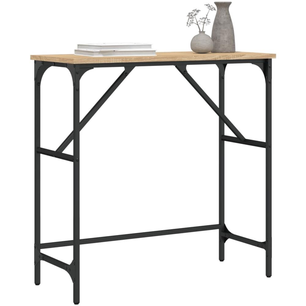 Tavolino Consolle Rovere Sonoma 75x32x75cm In Legno Multistrato - Foto 3