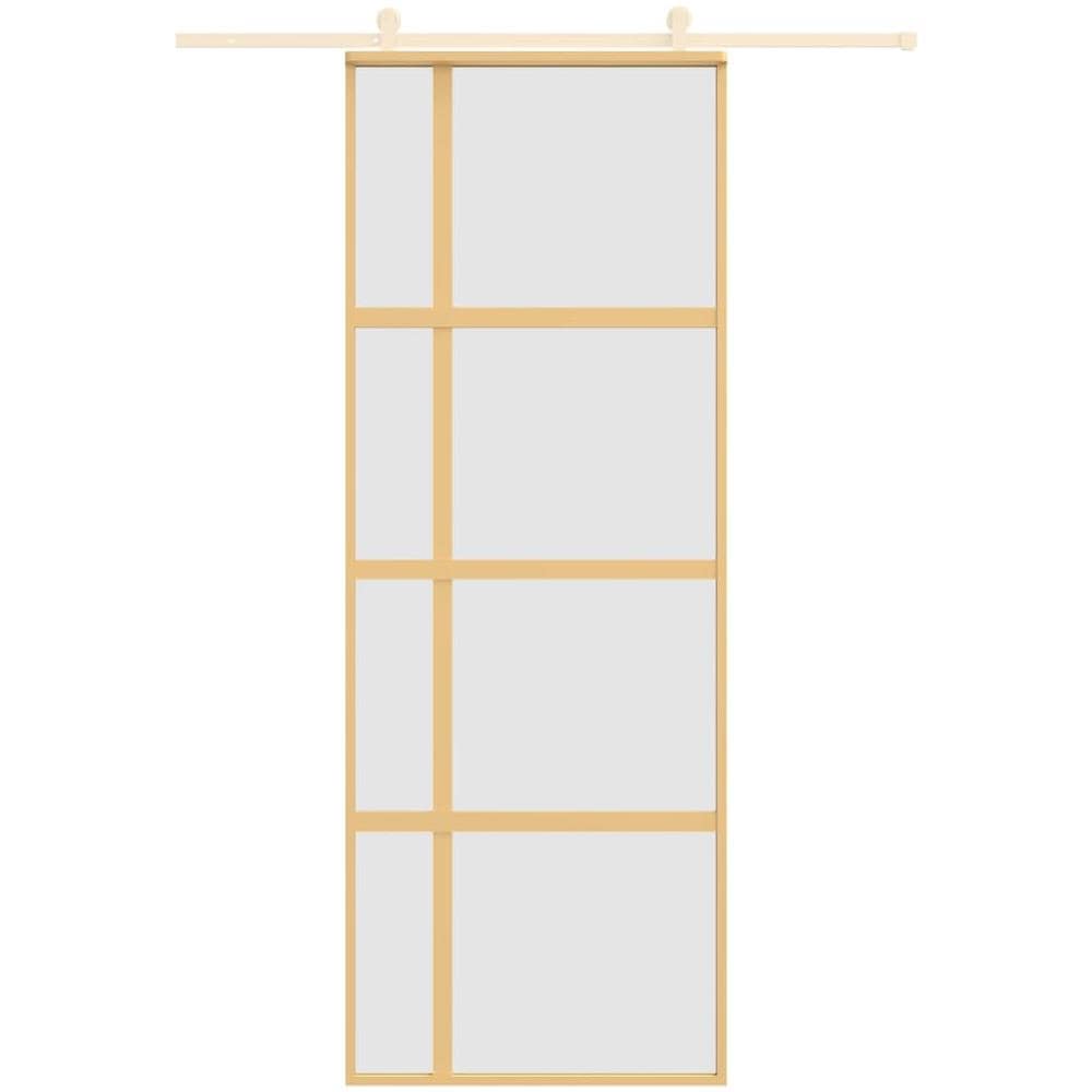 Porta Scorrevole Dorata 76x205 Vetro Smerigliato Esg Alluminio - Foto 3