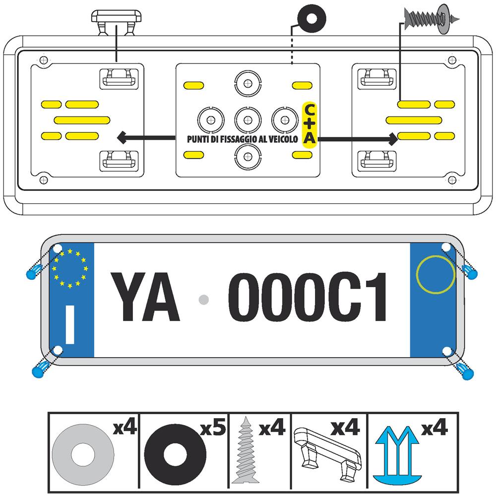 Portatarga Anteriore In Abs, cromato - Foto 6