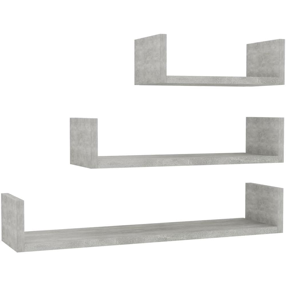 Mensole a Muro 3 pz Grigio Cemento in Legno Multistrato - Foto 2