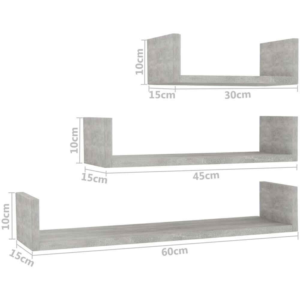 Mensole a Muro 3 pz Grigio Cemento in Legno Multistrato - Foto 12