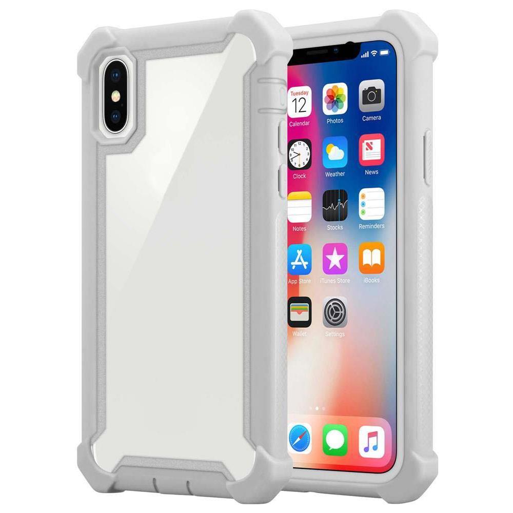 Custodia Compatibile Con Apple Iphone Xs Max In Grigio Betulla - Coperchio Protettivo 2 In 1 Con Bordo In Silicone Tpu E Retro In Vetro Acrilico - Foto 1