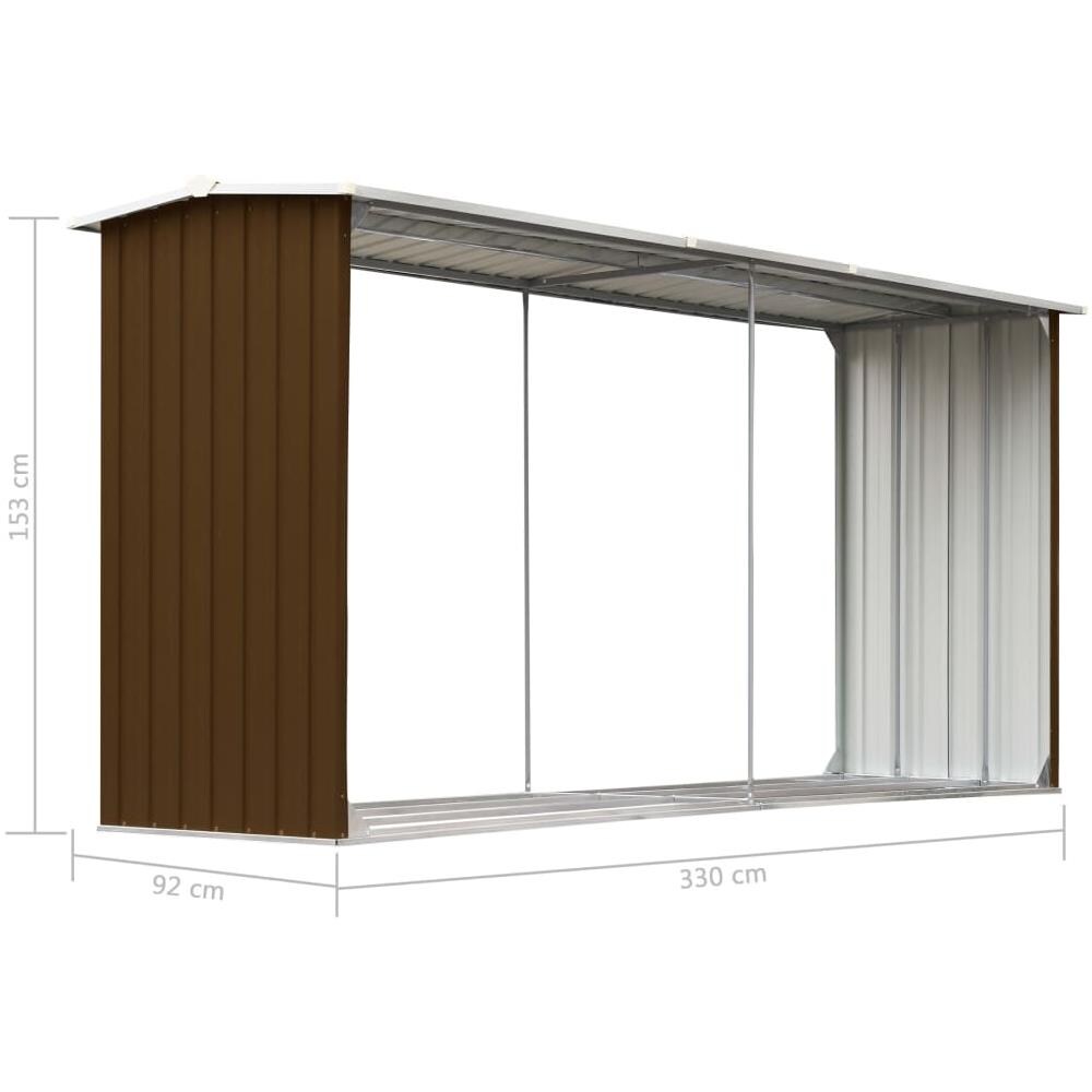 Capannone da Giardino in Acciaio Zincato 330x92x153cm Marrone - Foto 6