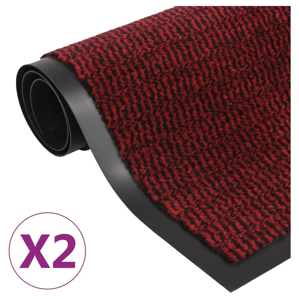 Tappeti Antipolvere 2 Pz Rettangolari Trapuntati 90x150cm Rossi - Foto 1