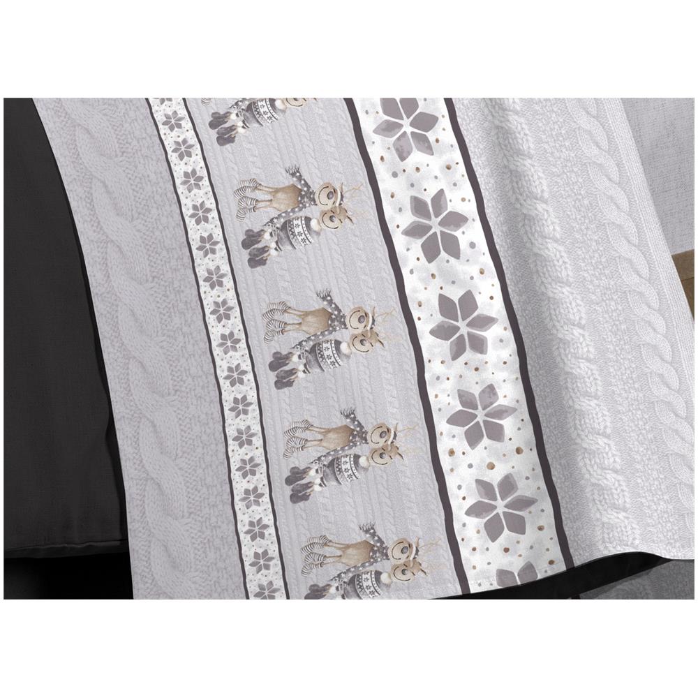 Completo Lenzuola In Flanella Pensieri Delicati 100% Cotone Dis. Renna Grigio Piazza E Mezza Grigio - Foto 2