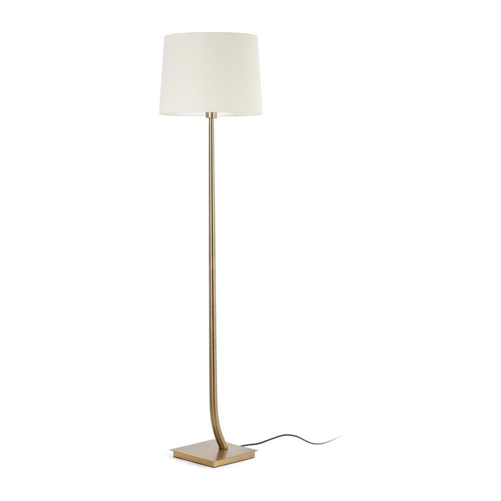 Lampada Da Terra Tonda Tappered Con Paralume Beige, Attacco E27 - Foto 1