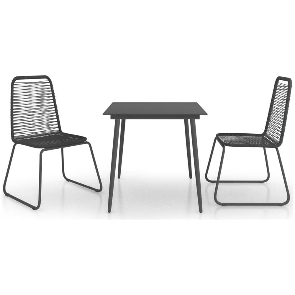 Set da Pranzo da Giardino 3 pz in Rattan PVC Nero - Foto 1