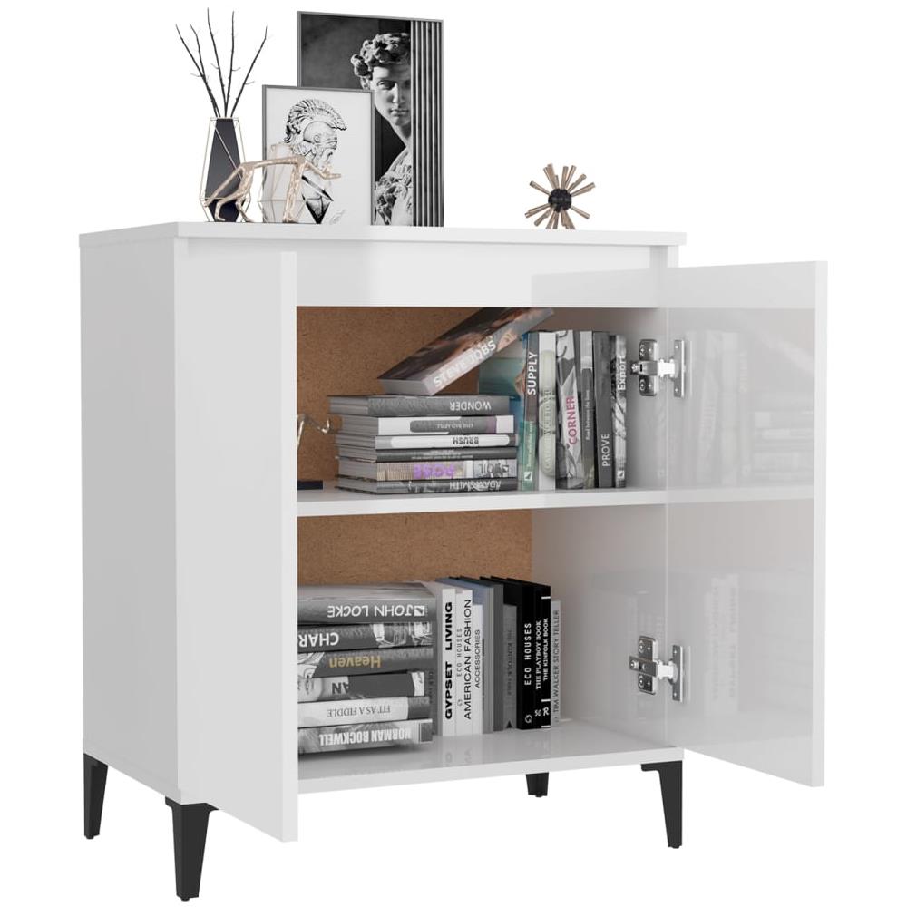 Credenza Bianco Lucido 60x35x70 cm in Legno Multistrato - Foto 3