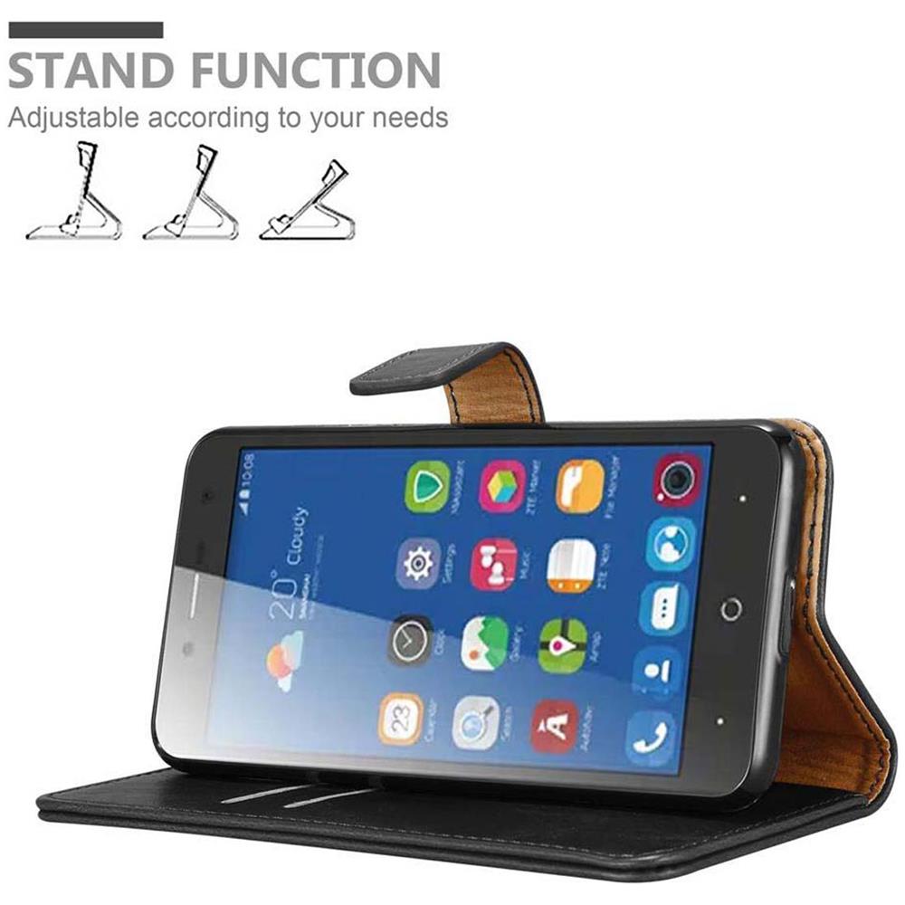 Custodia Compatibile Con Zte Blade L7 In Nero Grafite - Coperchio Protettiva Con Chiusura Magnetica, Funzione Stand E Tasca Per Le Carte - Foto 2