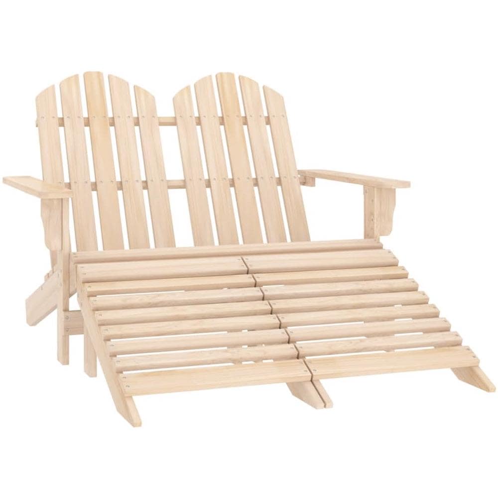 Sedia da Giardino a 2 Posti con Pouf in Legno di Abete - Foto 1