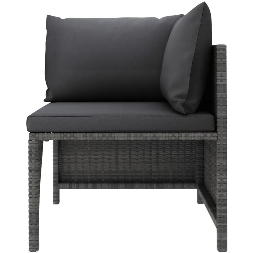 Divano ad Angolo Modulare con Cuscini in Polyrattan Grigio - Foto 2